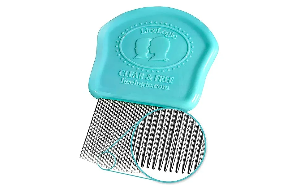 LiceLogic Eliminator Lice Comb/Nit Comb With Professional Grade Stainless Steel Metal Teeth With No Slip Grip Handle is Durable, Strong, Effective, and Reusable 1 Count (Pack of 1) - LiceLogic Clear & Free Lice Comb