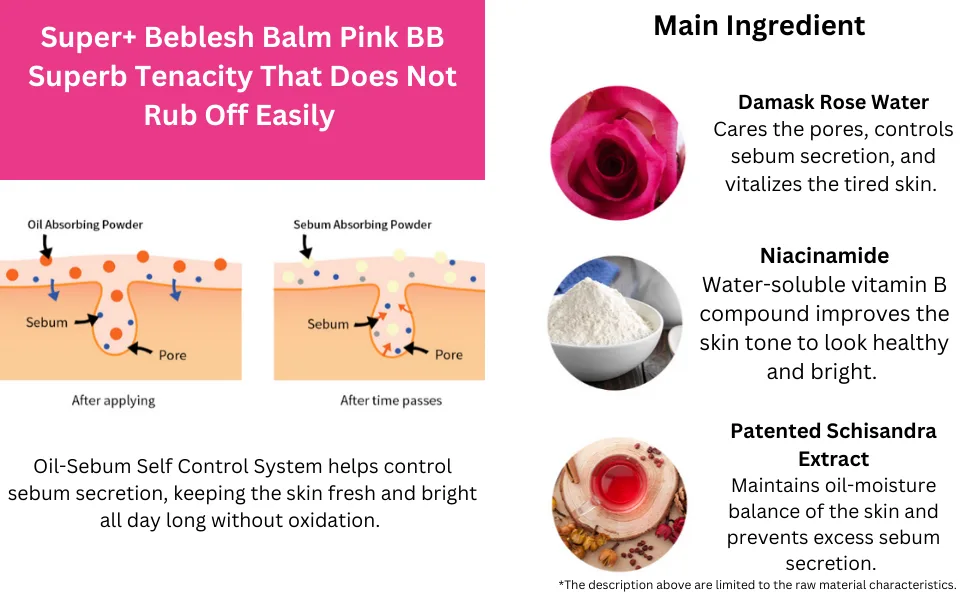 SKIN79 Super+ Beblesh Balm Original BB Cream - 1.35 fl.oz (40 ml) with 2 Random Travel Size BB Cream (7g) (Pink) - Does not rub off easily