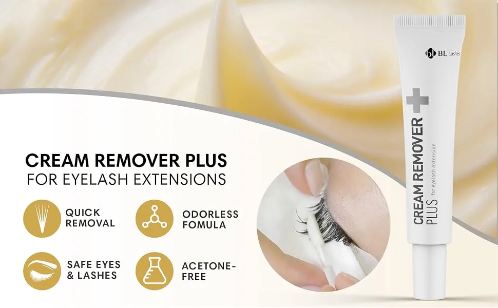 BL Lashes Eyelash Extension Cream Remover Plus, Acetone free, Quick lash extension removal odorless formula for sensitive eyes and natural eyelashes, 10g - BL BLINK LASH CREAM REMOVER FOR EYELASH EXTENSIONS