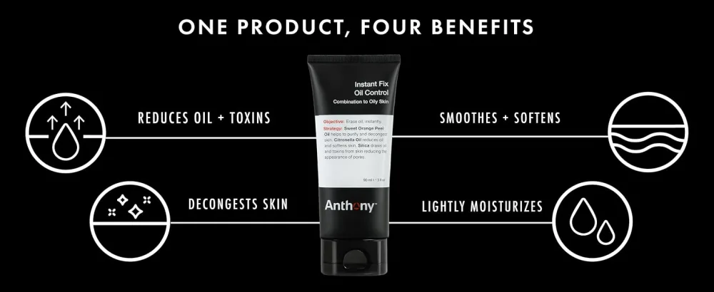 Anthony Instant Fix Oil Control for Men  Mattifying Lotion for Oily Skin  Moisturizer and Pore Minimizer Instantly Eliminates Shine  3 Fl Oz - product information 5
