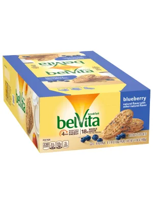 belVita Blueberry Breakfast Biscuits, 8 Packs (4 Biscuits Per Pack) - image