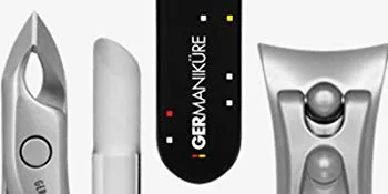 GERMANIKURE Tower Point Cuticle Scissors - FINOX Stainless Steel Professional Manicure Tools in Leather Case - Ethically Made in Solingen Germany - 4705 - GERMANIKURE Solingen Germany production handmade manicure tools cuticle cleaner pusher remover