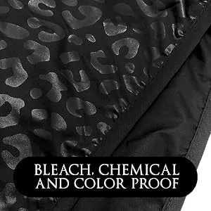 Betty Dain Alligator Hide Bleach-proof Multi Purpose Coloring/Styling Cape, Textured Surface, Secure Snap Closure at Neck, Generous Size, Machine Washable, Lightweight Polyester, Black, 45 x 60 - Up close jaguar styling cape with text graphic