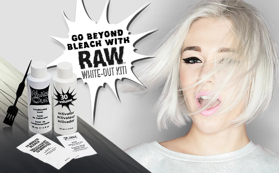 RAW Beyond Bleach White-Out Kit includes Conditioning Toner and 30 Volume Activator - product information 1