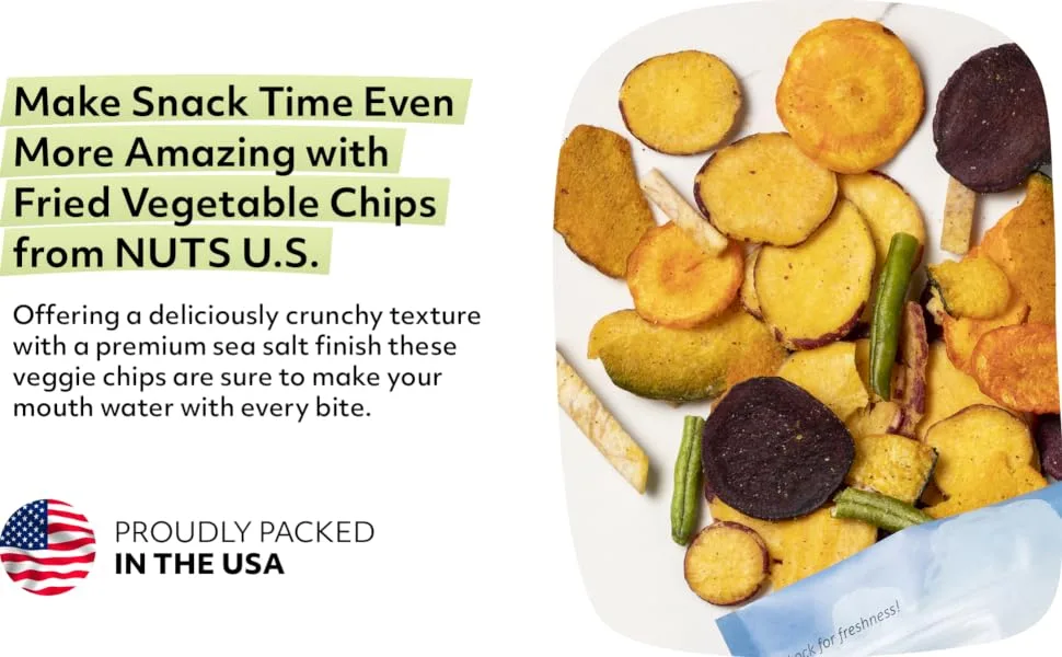 Vegetable Chips, Sea-Salted, Natural, Delicious and Fresh, Bulk Chips!!! (Vegetable Chips, 3 LBS) - NUTS US Vegetable Chips Sea Salted