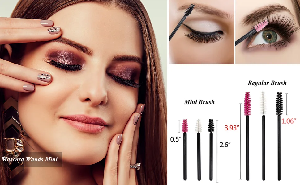 400 Pack Mascara Wands Mini Disposable Eyelash Brushes for Extensions Eye Lash Wand Brow Brush Makeup Tool Bulk, 8 Colors mini brush-400pcs - product information 7
