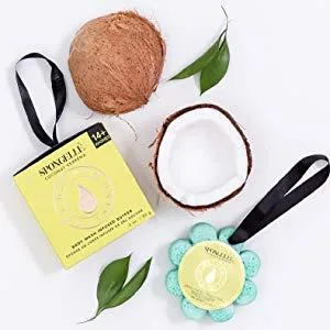 SPONGELL Boxed Flower Shower Body Wash Infused Buffer, Beach Grass - Coconut