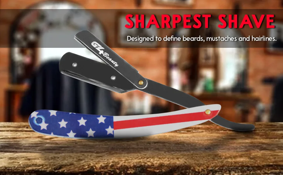G4 Professional Straight Edge Razor for Men with 100-Pack Replaceable Derby Blades Barber Single Blade Shaving Razor -navajas para barbero Golden - sharp razor blades