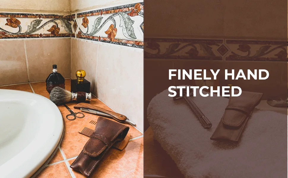 Hide & Drink, Leather Safety Razor Case, Shaving Accessories, Personal Care Essentials, Handmade Includes 101 Year Warranty (Swayze Suede) - craftsmanship Each one of Hide & Drink