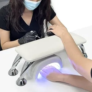 Big Nail Arm Rest Cushion for Fingernails Toenails Use, Professional Nail Table Armrest Manicure Hand Pillow Nail Tech Use, Microfiber Leather Material (White) - nail arm rest