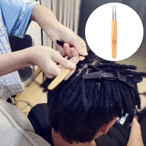 3 Different Dreadlock Crochet Hooks(1 Hook, 2 Hooks, 3 Hooks), Crochet Needles for Hair Dreadlock with Bamboo Handle, 0.75 mm Hair Weaving Dreadlock Hooks Tool Set - Hooks