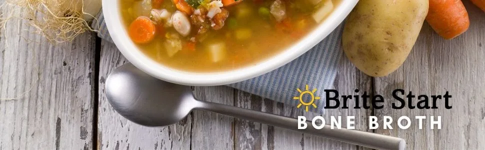 Brite Start Bone Broth - Beef + Mushrooms - Porcini, Shitake, Lions Mane - 4 Count - Keto Friendly Concentrate - 16g Collagen 20g Protein -Made from Organic Grass Fed Beef Bones- Single Serve Packets Beef + Mushrooms 1.25 Ounce (Pack of 4) - Brite Start bone broth