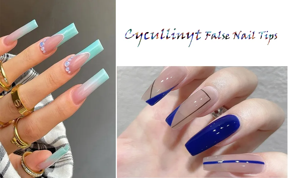 Cycullinyt Toe Nail Tips, Full Cover Clear Soft Gel Tips, Toe False Nail Tips for Acrylic Nails Extension with Box, 550PCS, 11 Sizes(Style 15) - false nail tips