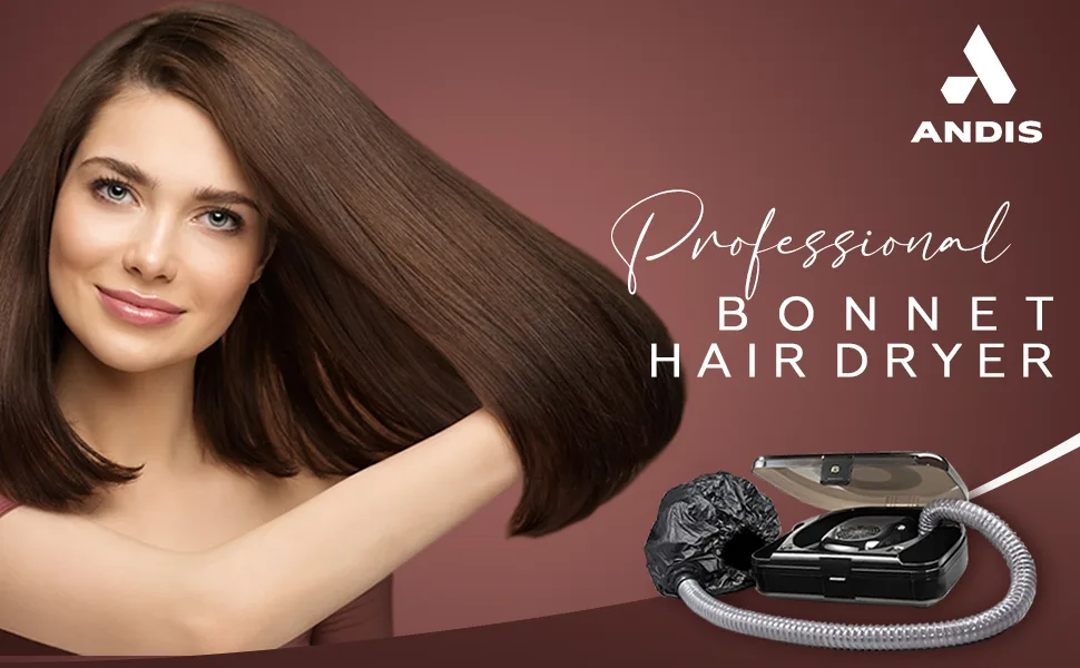 Andis 80745 Ionic Professional Bonnet Hair Dryer - Includes 40" Flexible Hose & Convenient Storage Case, Fits on Average Size of 1" Roller, 2-Speed/ 2 Heat Settings for Styling - 500 Watts, Black - Andis 80610 500-Watt Ionic Professional Bonnet Hair Dryer