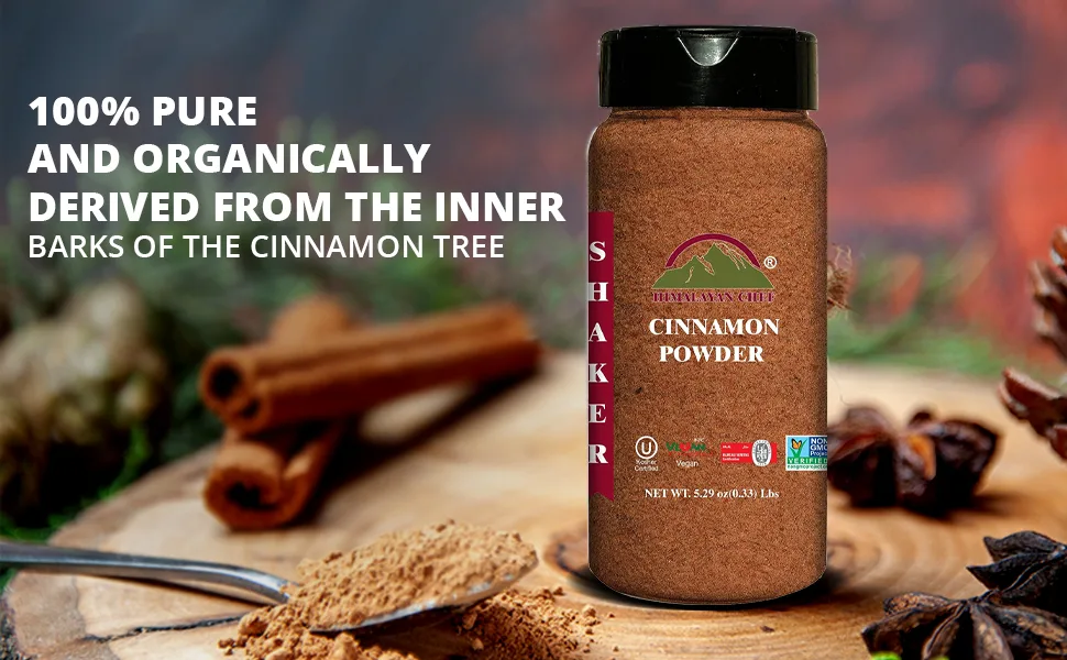 Himalayan Chef Organic Cinnamon Powder, Free from additives & Artificial Dyes, Non GMO & Gluten Free, Unique Cinnamon Powder Shaker 5.29 Oz Plastic Shaker - cinnamon shaker