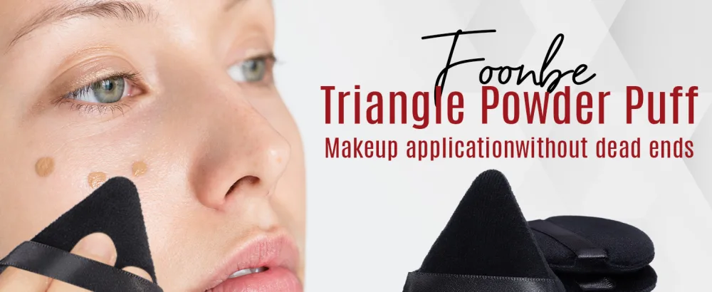 Foonbe Powder Puff Triangle Makeup Puffs for Loose Setting Powder Face Body, Soft Plush Powder Puff, Powder Puffs For Face Powder, Makeup Foundation Puff Makeup Tool (Black) - triangle powder puff