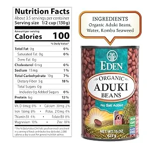 Eden Organic Aduki Beans, (Azuki, Adzuki), Non-GMO, No Salt Added, Red Beans, Macrobiotic, 15 oz. Can (12-Pack Case) - aduki