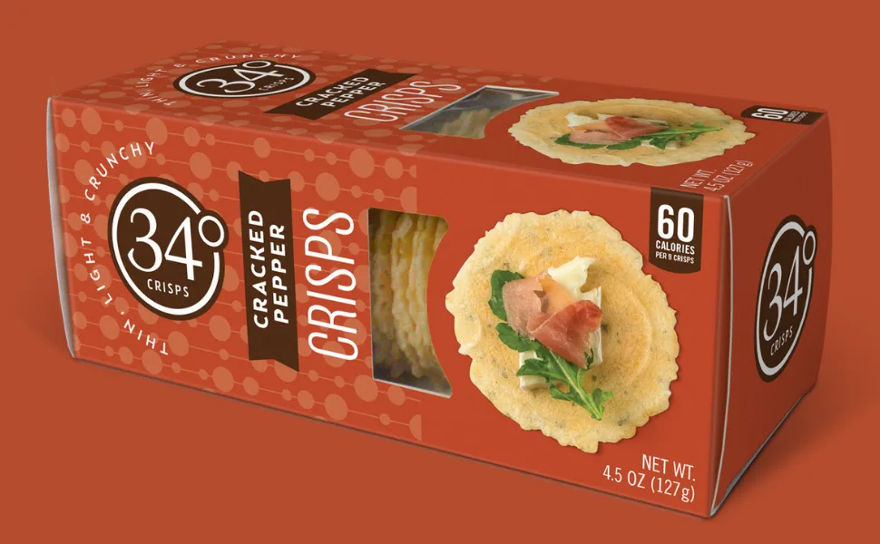 34 Degrees Crisps | Cracked Pepper Crisps | Thin, Light & Crunchy Crisps, 6 Pack (4.5oz each) - 34 Degrees Crisps Cracked Pepper