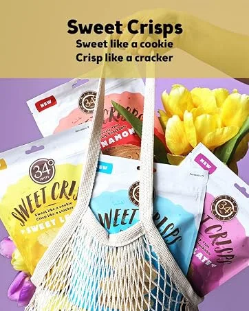 34 Degrees Crisps | Cracked Pepper Crisps | Thin, Light & Crunchy Crisps, 6 Pack (4.5oz each) - Sweet Crisps