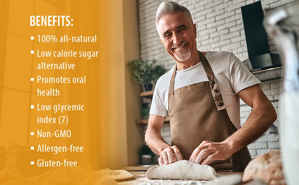 Xyloburst Xylitol Sugar-Free, Non-GMO, Gluten-Free Low Calorie Sweetener (70 4g Packets) - man baking