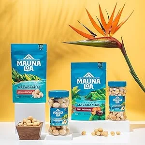 Mauna Loa Premium Hawaiian Roasted Macadamia Nuts, Dry Roasted with Sea Salt, 4.5 oz. Can (Pack of 3) - Mauna Loa, Macadamia, chocolate, premium, nuts, hawaiian host, vegan, gluten free, non-gmo, honey