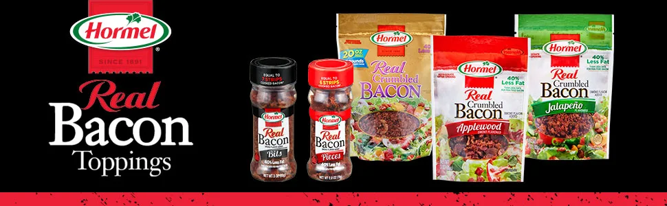 HORMEL Real Peppered Bacon Crumbles, 3 oz Pouch (8 Packages) - Bacon Toppings