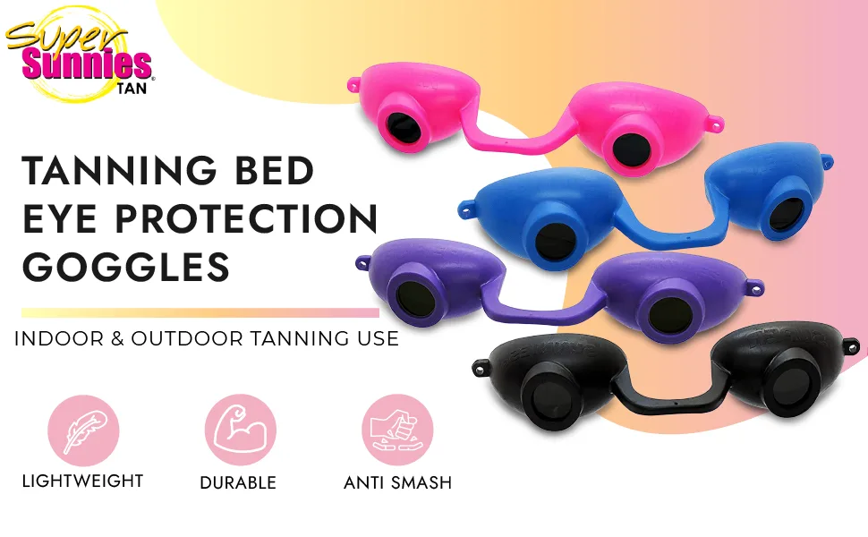 EVO FLEX Sunnies Flexible Tanning Bed Goggles Eye Protection UV Glasses 4 Pack (Pink), FDA Compliant - tanning goggles tanning bed tanning bed goggles tanning goggles for tanning beds
