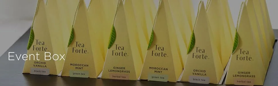 Tea Forte White Ginger Pear Event Box Bulk Pack, 48 Handcrafted White Tea Pyramid Infuser Bags - Event Box