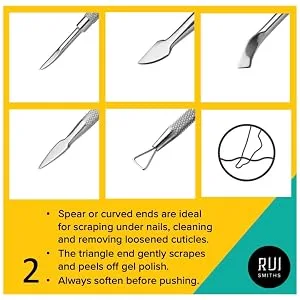 Rui Smiths Professional Double Ended Stainless Steel Metal Pusher (Cuticle Pusher) - Style No. 104 - Different types of pusher ends 2