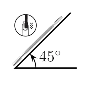 Rui Smiths Professional Double Ended Stainless Steel Metal Pusher (Cuticle Pusher) - Style No. 104 - pusher angle for use