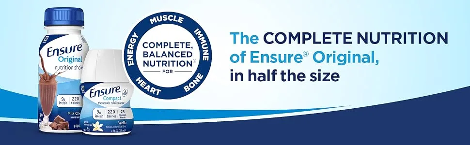Ensure Compact Nutrition Shake with 9g of Protein and 25 Vitamins and Minerals, Milk Chocolate, 4 Fl Oz (Pack of 24) - product information 1
