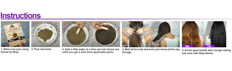 Okay Longer Lasting Henna Color, Black, 2 Ounce - black
