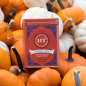 Harney & Sons Pumpkin Spice Tea, Caffeine Free Rooibos Blend, 20 sachets (Pack of 4) - pumpkin spice tea in pumpkin patch
