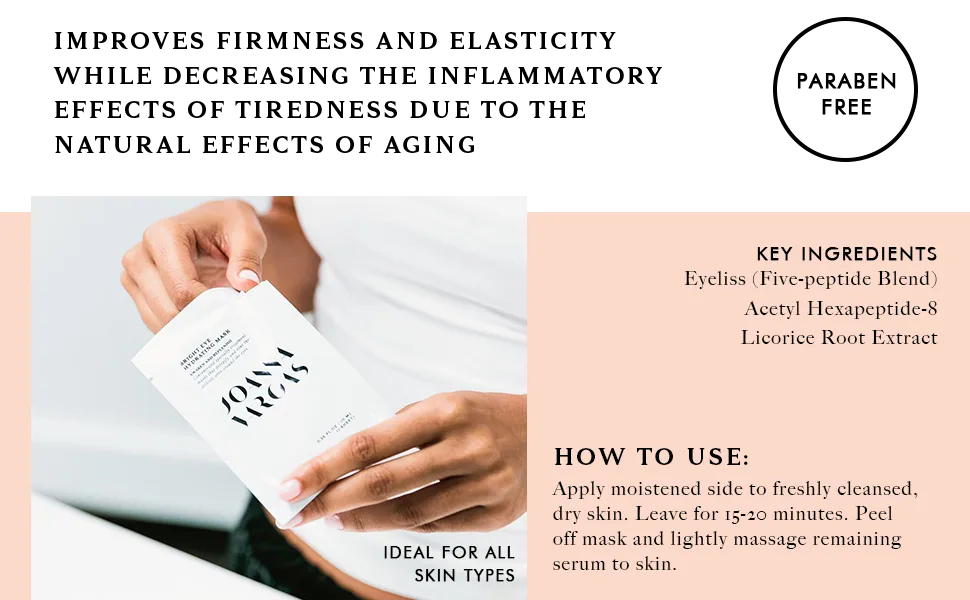 Joanna Vargas Bright Eye Hydrating Mask. Concentrated Ultra-Luxe Bamboo Hydration Sheet Masks Target Dark Circles, Expression Lines and Skin Tone. 5 Sheets (0.35 oz / sheet) - product information 2