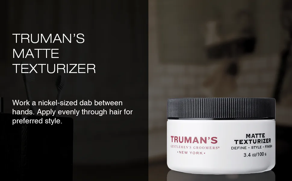 Truman's Gentlemen's Groomers Men's Matte Texturizer, Hair Styling Pomade for Medium Hold with Natural Finish Look, 3.4 oz - Matte texturizer; Truman