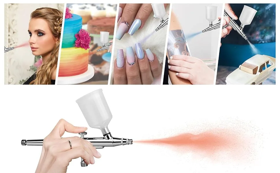 Pinkiou Airbrush Kit Large Capacity Cup Double-Action Trigger Air-Paint 0.3mm Needle Air Brush Spray Gun Body Paint Art - product information 1