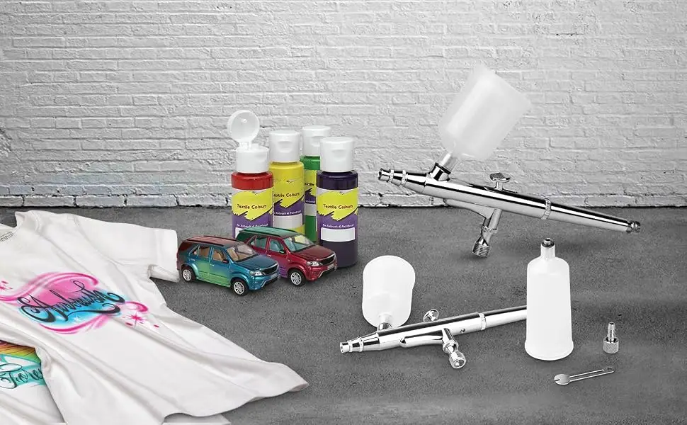 Pinkiou Airbrush Kit Large Capacity Cup Double-Action Trigger Air-Paint 0.3mm Needle Air Brush Spray Gun Body Paint Art - product information 2