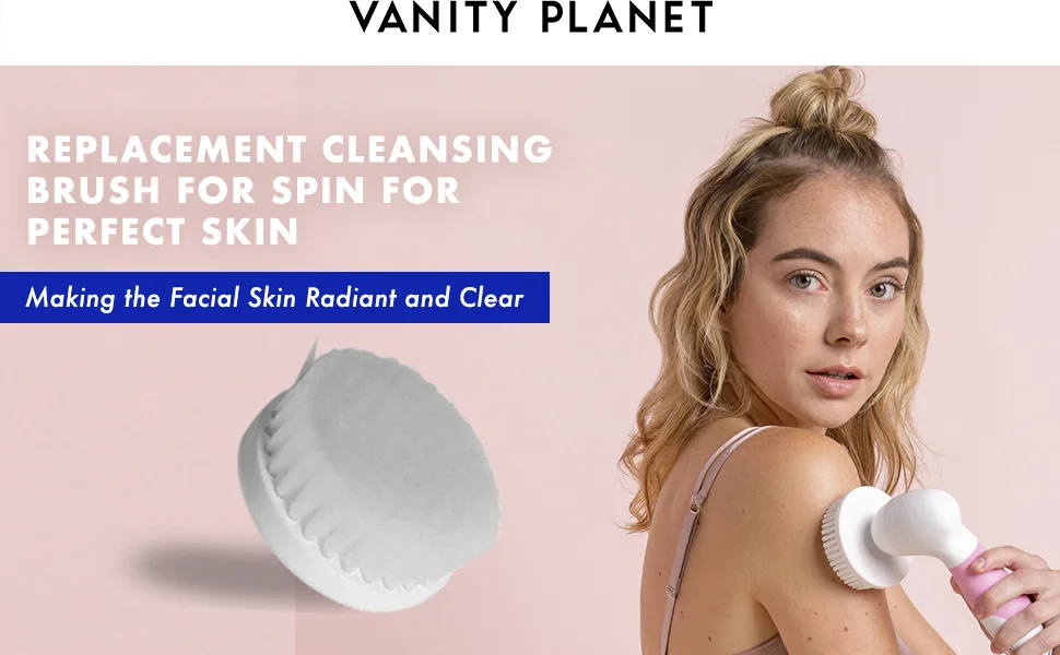 Vanity Planet Replacement Cleansing Facial Brush Head Compatible with Spin for Perfect Skin, Water Resistant, Quick-Drying 1 Count (Pack of 1) - Vanity planet