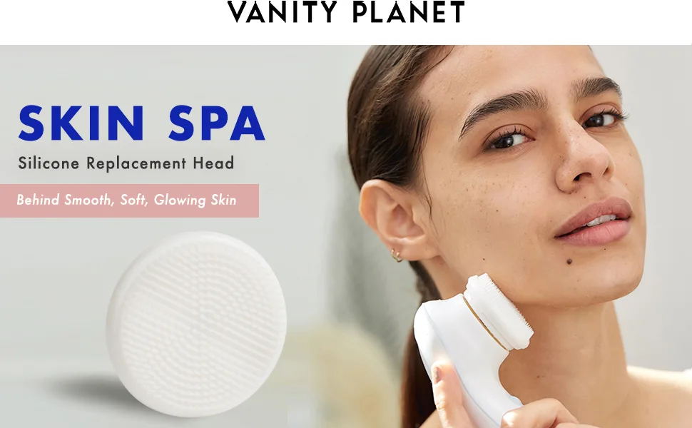 Vanity Planet Replacement Silicon Facial Brush Head compatible with Ultimate Skin Spa & GlowSpin, Water Resistant, Quick-Drying - Vanity planet