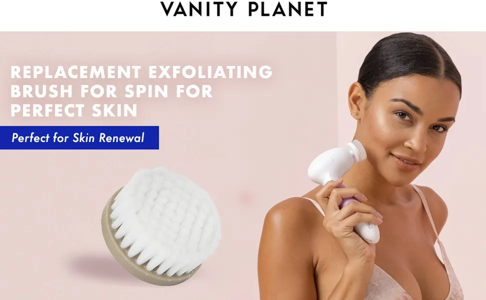 Vanity Planet Replacement Exfoliating Facial Brush Head compatible with Spin for Perfect Skin, Water Resistant, Quick-Drying, Replacement Exfoliating Brush Beige - Vanity planet