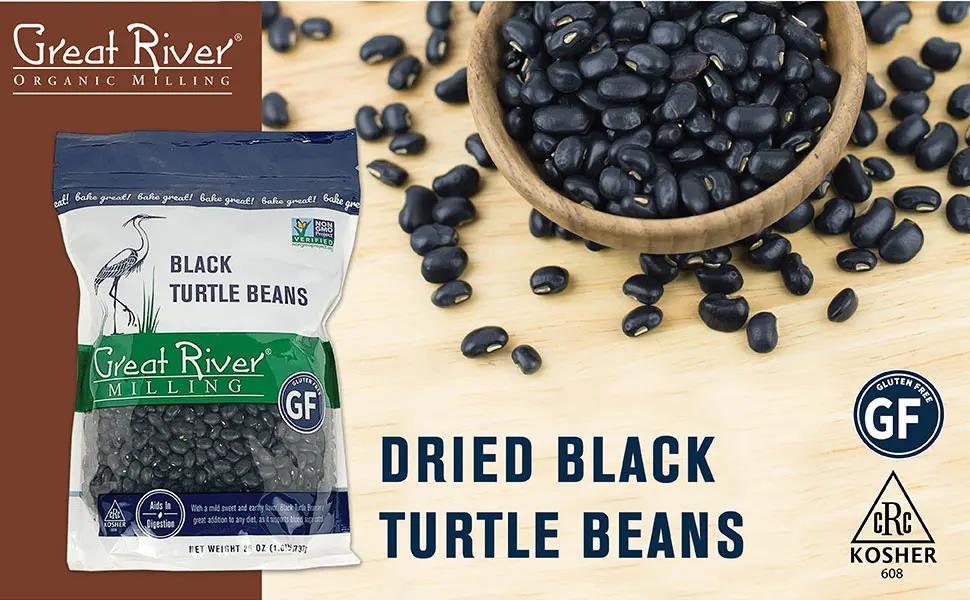 Great River Milling, Black Turtle Beans, Non-Organic, 26 Ounces (Pack of 4) - beans