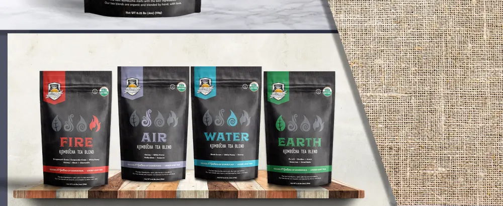 Fermentaholics - Element Kombucha Tea Blends | USDA Certified Organic Kombucha Tea Blend | Kosher Certified (Air Blend) - conbucha packets ancient kumbaca kombuka teabgs kombachu kimbuchi gut east kabuka kambuka chi loss 9