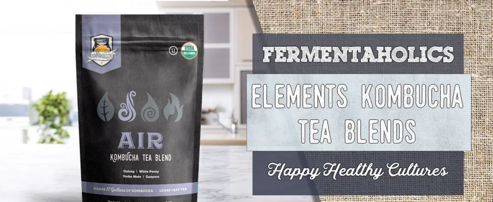 Fermentaholics - Element Kombucha Tea Blends | USDA Certified Organic Kombucha Tea Blend | Kosher Certified (Air Blend) - tabs beverage refill supply grocery slim blueberry balm align hmm serenity diet plum aqua kumbachi 8