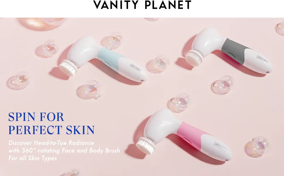 Vanity Planet Interchangeable Replacement Brush Heads for Spin for Perfect Skin Body Brush | Complete Face & Body Scrub (Set of 4) - Vanity Planet