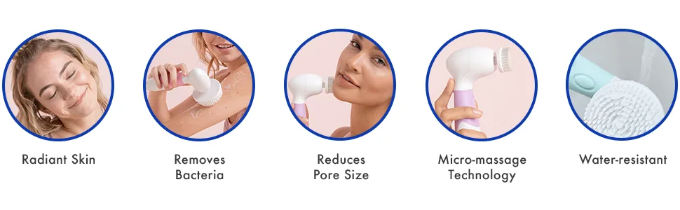Vanity Planet Interchangeable Replacement Brush Heads for Spin for Perfect Skin Body Brush | Complete Face & Body Scrub (Set of 4) - Vanity Planet