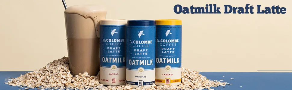 La Colombe Oatmilk Coffee - Draft Latte, Coffee Caramel, 9 Fl Oz (Pack of 12) - Vanilla, Mocha, Triple, Latte, Coconut, Milk, Lactose, Dairy, Free, Caramel, Espresso, Froth, Nitro