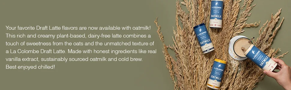 La Colombe Oatmilk Coffee - Draft Latte, Coffee Caramel, 9 Fl Oz (Pack of 12) - Vanilla, Mocha, Triple, Latte, Coconut, Milk, Lactose, Dairy, Free, Caramel, Espresso, Froth, Nitro