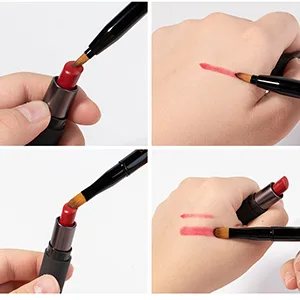 Falliny Retractable Lip Makeup Brushes, Double-Ended Lip Concealer Makeup Brushes Travel Lipstick Brush Dual End Eyeshadow Brushes with Cap (2 Pieces) Dual Lip Makeup Brushes - Retractable Lip Brush