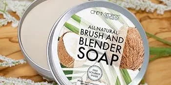 CINEMA SECRETS All Natural Vegan Brush & Blender Sponge Soap, coconut oil based, scrubber included. - new soap