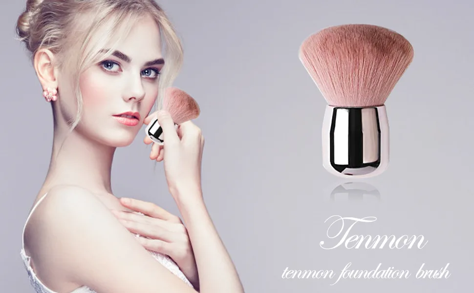 Tenmon Foundation Brush Kabuki Brush Blush Brushes New Concealer Brushes Cosmetic Tool for Valentines Day Gifts (Pink) - Foundation Brush